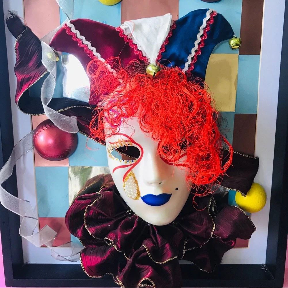 Vintage Mask collage/multimedia in frame